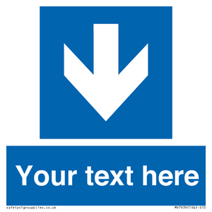 Custom Mandatory directional sign, blue arrow down